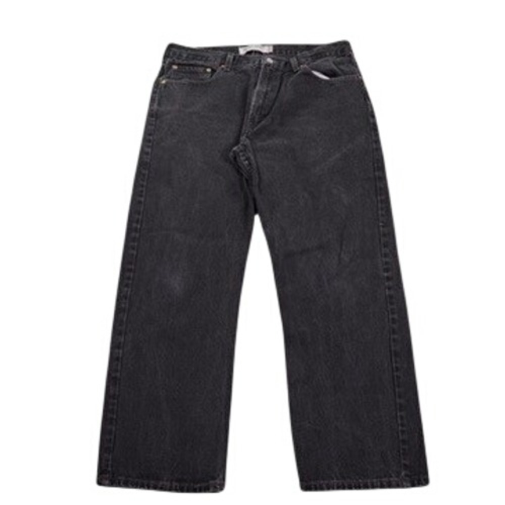 Levis 505 Jeans‎ Mens 38x30 Black Denim Regular Fit Biker Cotton Black Bat Wing